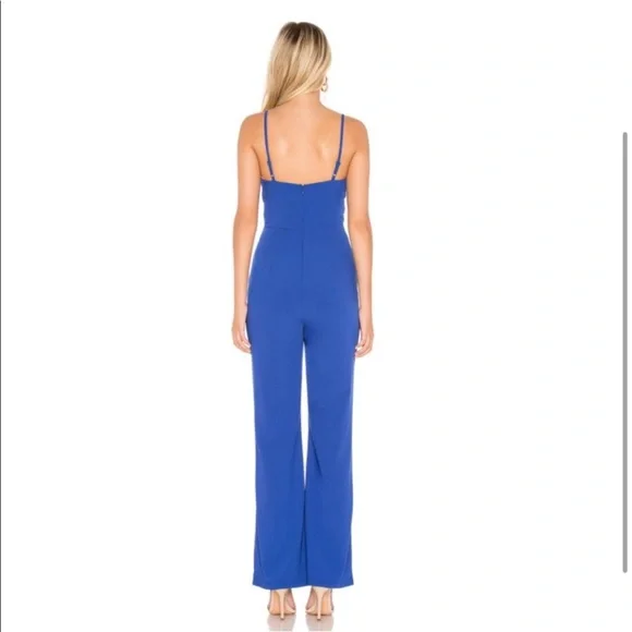 ABOUT US royal blue tie front Krystol wide leg jumpsuit S Revolve - Picture 2 of 13